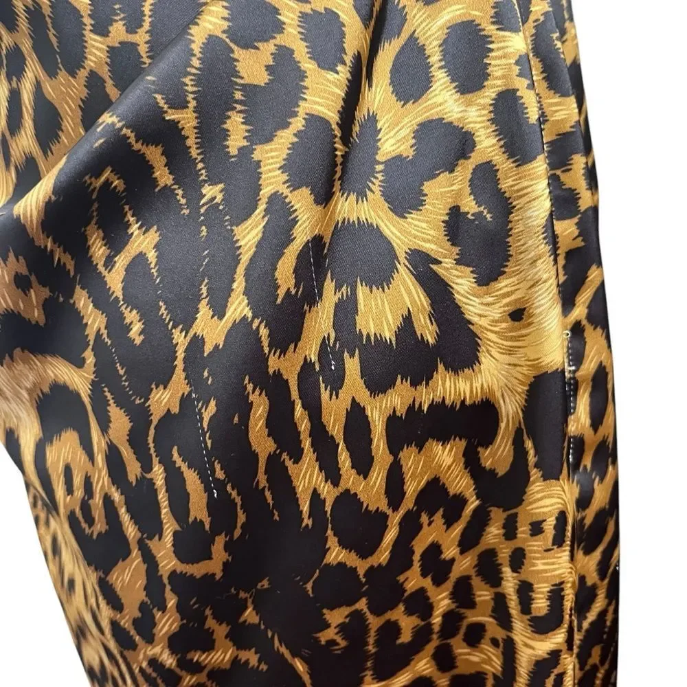TADASHI Collection Dress Leopard Print Ruched Bodycon Women’s Size 6 Midi